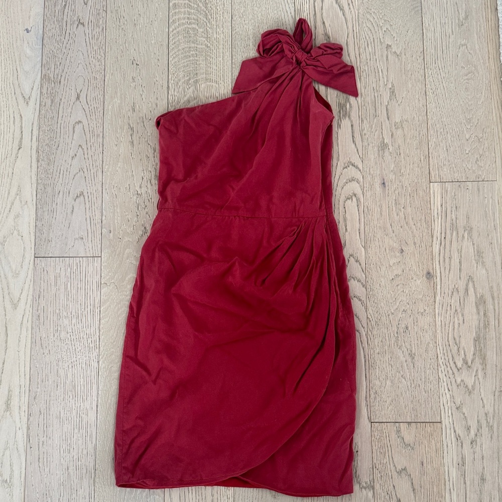 Tinley Road One-Shoulder Dress in Deep Red